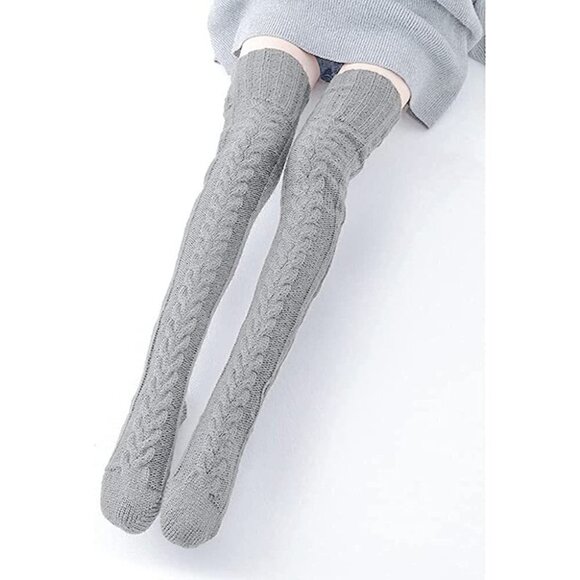 KNEE High Socks Lace Long Warm Stockings Boots Dress Slouch Winter Fall NWT - Picture 4 of 6